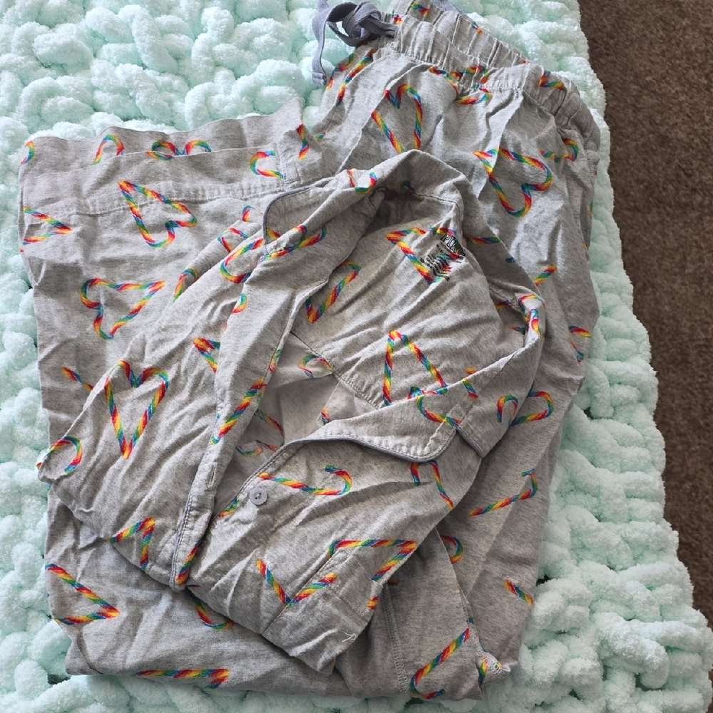 Rainbow Heart Pink Victorias Secret Pajama Set XL